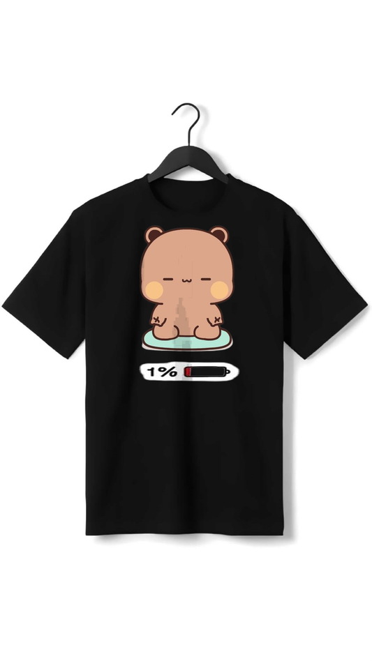 PLUS SIZE BEAR BATTERY LOW PRINT UNISEX T-SHIRT