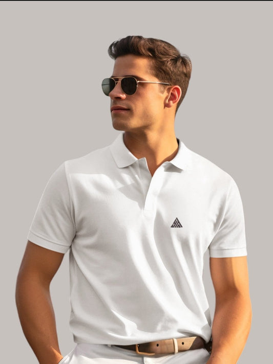 WHITE COLOUR POLO REGULAR FIT UNISEX T-SHIRT