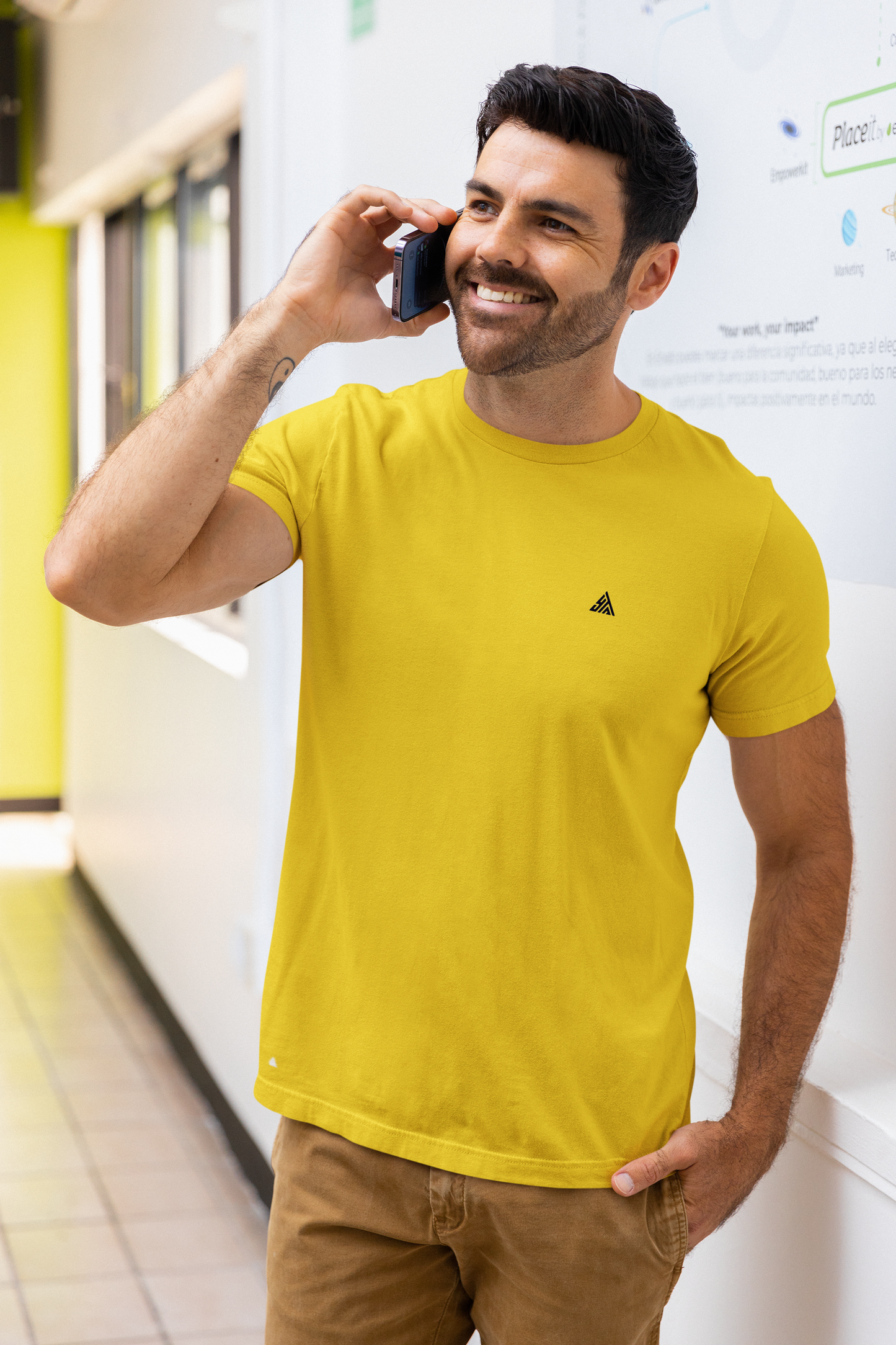 YELLOW ROUND NECK REGULAR FIT UNISEX T-SHIRT