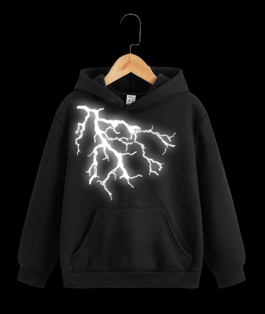 lightening glowing  reflective design hoodie