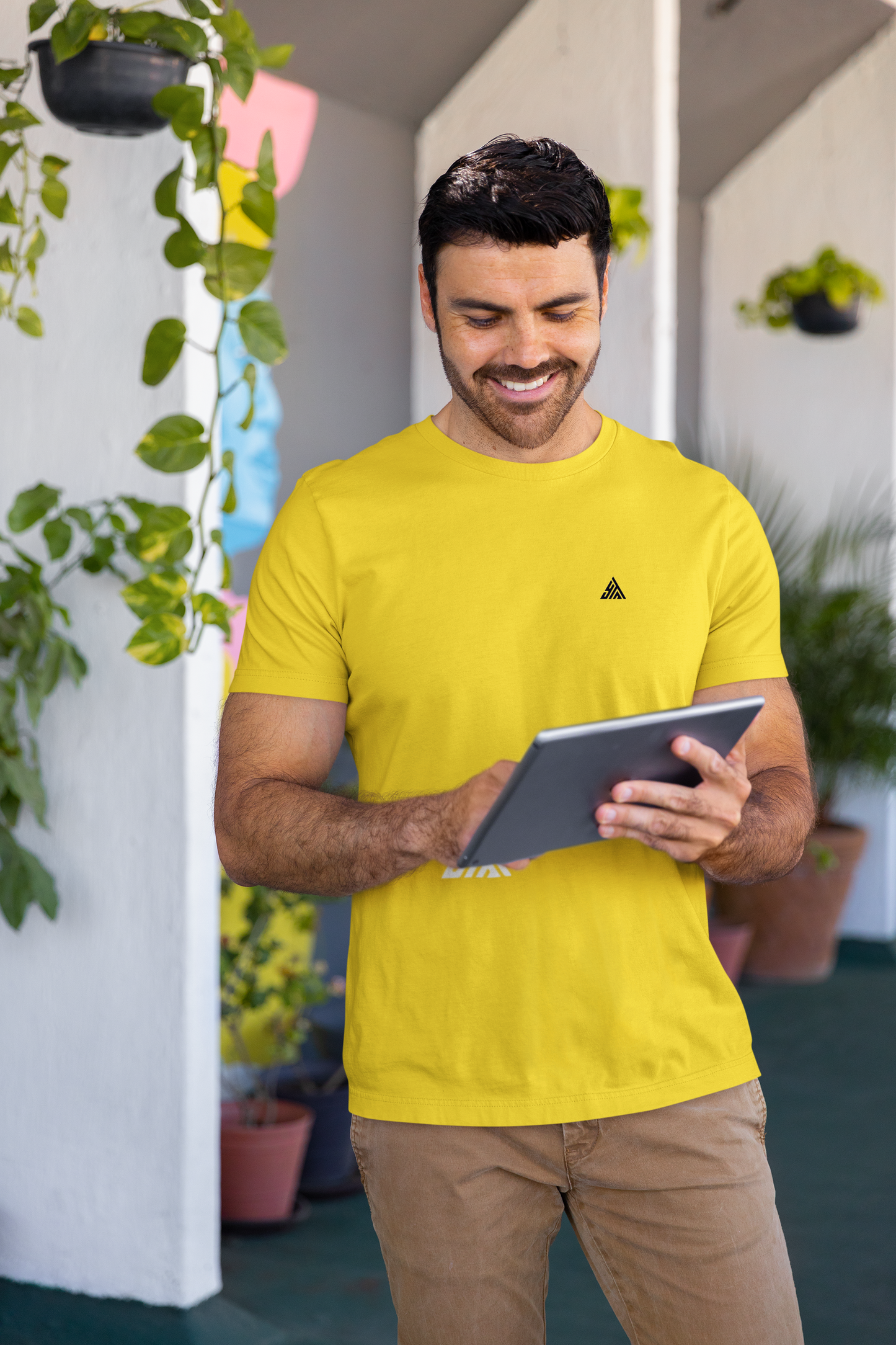 YELLOW ROUND NECK REGULAR FIT UNISEX T-SHIRT