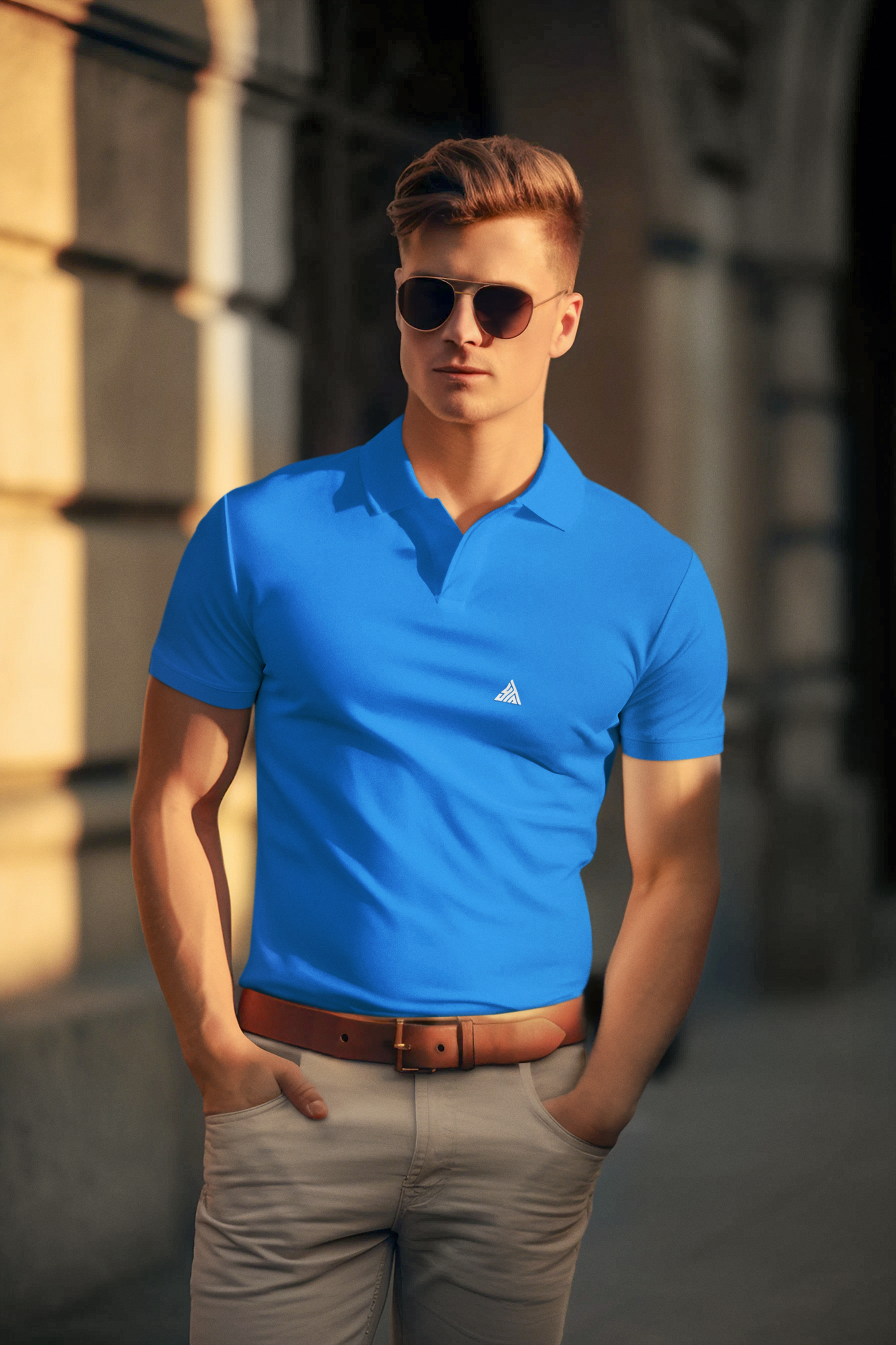 SKY BLUE COLOUR POLO REGULAR FIT UNISEX T-SHIRT