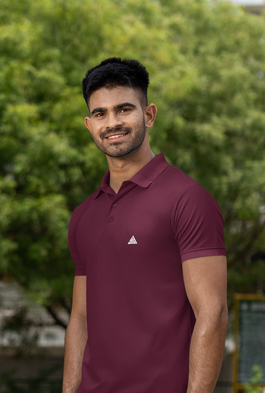 WINE RED COLOUR POLO REGULAR FIT UNISEX T-SHIRT