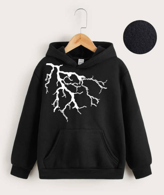 lightening glowing  reflective design hoodie